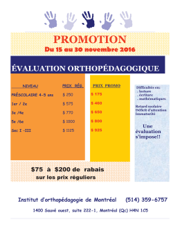 plans de rééducation et de maturation, communiquez avec l`IOM