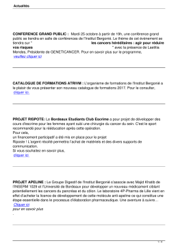 CONFERENCE GRAND PUBLIC : Mardi 25