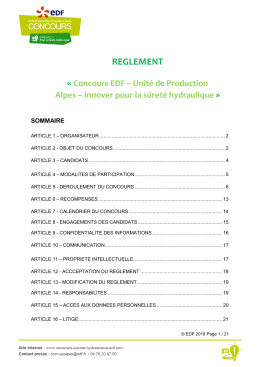 reglement - EDF – Unité de Production Hydraulique Alpes