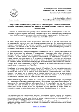 19 octobre 2016 - curia