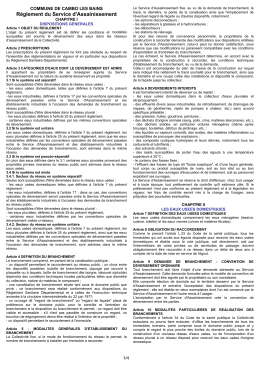 R&egrave;glement du Service d`Assainissement