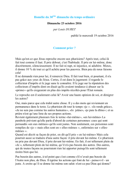 Homélie du 30 dimanche du temps ordinaire Dimanche 23 octobre