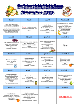 Menus du restaurant scolaire - Ecole Notre Dame St Denis La