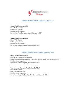 STAGES D`HABILITATION au DELF et au DALF 2017 Stage d