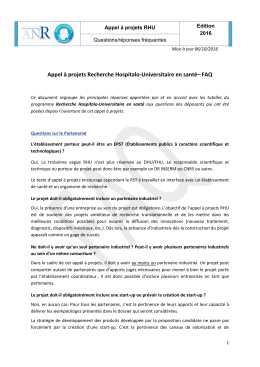 FAQ - Agence Nationale de la Recherche