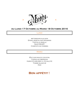 MENU CANTINE SEMAINE 42 2016