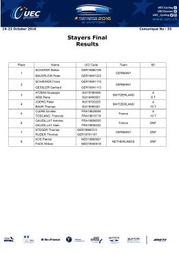 Stayers Final Results