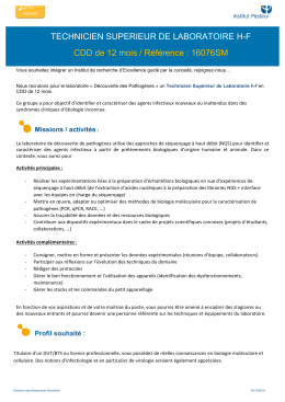 16076SM-Technicien Sup&eacute;rieur de Laboratoire h/f
