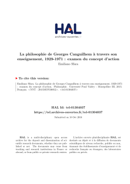 La philosophie de Georges Canguilhem à travers son - Hal-SHS