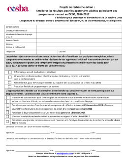 Projets de recherche-action : Améliorer les résultats