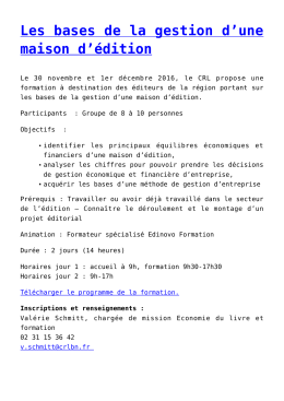 Les bases de la gestion d`une maison d`édition,École du livre de