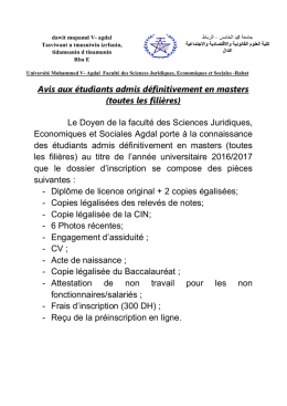 universite mohammed v agdal - Facult&eacute;s des Sciences Juridiques