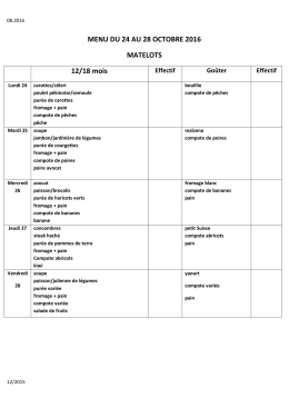 MENU DU 24 AU 28 OCTOBRE 2016 MATELOTS