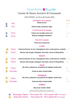 Menu de la semaine du 17 au 21 octobre