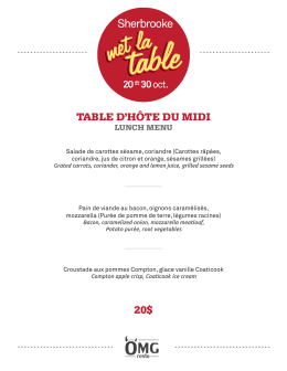 Menu midi - Sherbrooke met la table