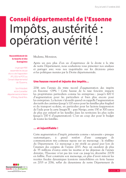 Impôts, austérité : opération vérité !