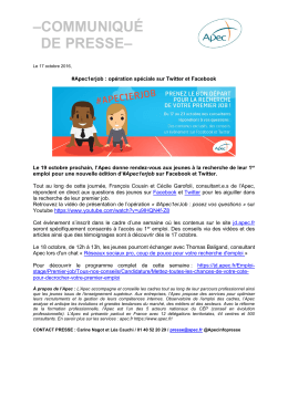 Apec1erjob : opération spéciale sur Twitter et Facebook
