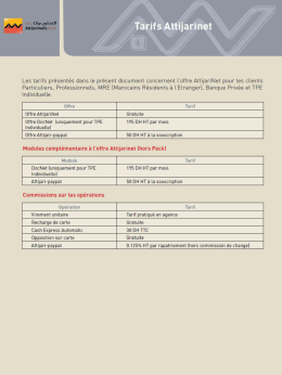 Plaquette Tarifs