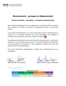 Recensement &ndash; groupes en d&eacute;passement