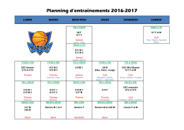 Planning des entra&icirc;nements 2016/2017