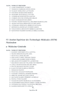 Page 1 RANG NOMS ET PRENOMS 15 ZAMO DOMINIQUE