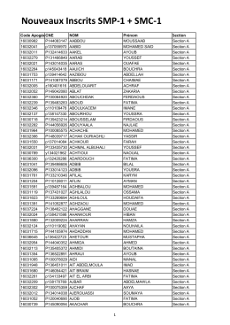Nouveaux Inscrits SMP-1 + SMC-1
