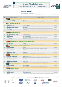 6 ans Mondial 2016 MasterList Nations