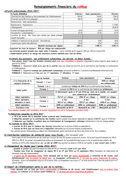 collège tarifs 2016 2017 RENTREE 2016