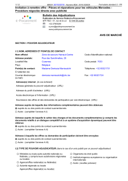 Invitation &agrave; remettre offre - Pi&egrave;ces et r&eacute;parations pour les v&eacute;hicules