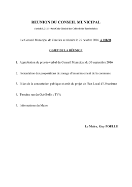 REUNION DU CONSEIL MUNICIPAL