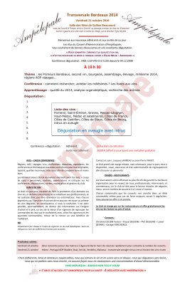Transversale Bordeaux 2014 À 19 h 30 Dégustation en aveugle
