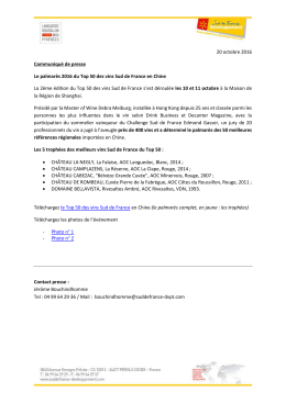 20 octobre 2016 Communiqu&eacute; de presse Le