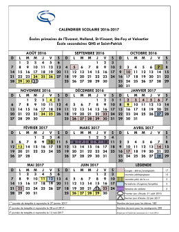 calendrier scolaire pour 2016-2017
