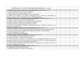 COMPÉTENCES ÉVALUÉES EN HISTOIRE GÉOGRAPHIE EMC