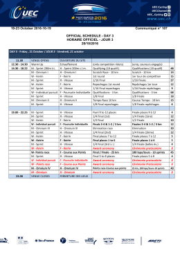 DAY 3 HORAIRE OFFICIEL - JOUR 3 20/10/2016