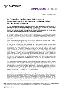 La Fondation Natixis pour la Recherche Quantitative d&eacute;cerne son