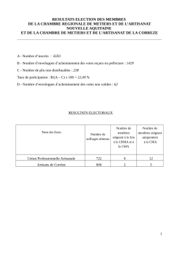 resultats election des membres de la chambre regionale de metiers