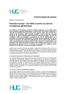 les HUG ouvrent un service d`urgences g&eacute;riatriques