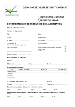 dossier unique de demande de subvention - Villeneuve-sur-Lot
