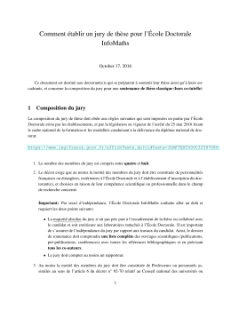 Comment établir un jury de thèse pour l`Ecole Doctorale