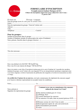 Télécharger le formulaire d`inscription Musiques de RU 2016/2017