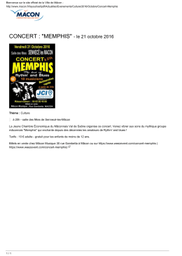 CONCERT : "MEMPHIS" - le 21 octobre 2016