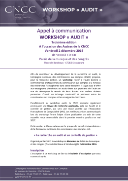 WORKSHOP « AUDIT - index cdn CNCC