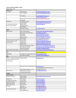 LISTE DE CONTACTS M&Eacute;DIAS - Salon du livre de l`Estrie