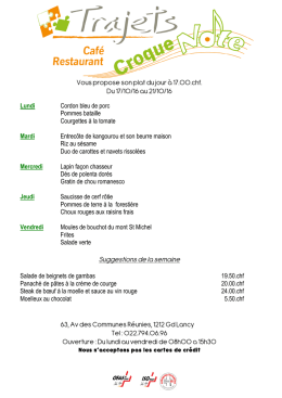 Plats du jour du 17 au 21 octobre 2016