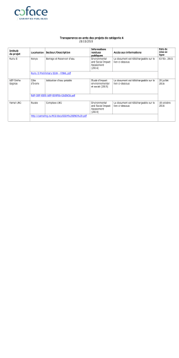 Transparence ex-ante des projets de cat&eacute;gorie A 18/10/2016