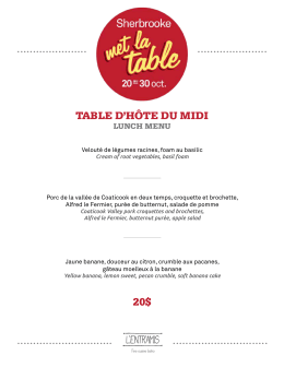 Menu midi - Sherbrooke met la table