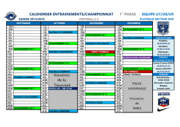 calendrier entrainements/championnat 1° phase equipe u7/u8/u9