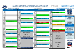 calendrier entrainements/championnat 1° phase equipes u10/u11