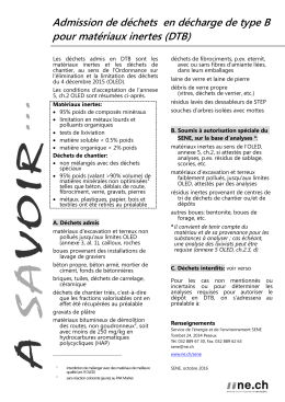 Admission des d&eacute;chets en d&eacute;charge de type B